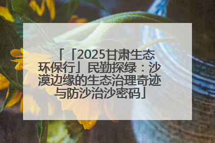 「2025甘肃生态环保行」民勤探绿：沙漠边缘的生态治理奇迹与防沙治沙密码