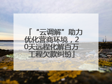 “云调解”助力优化营商环境，20天远程化解百万工程欠款纠纷
