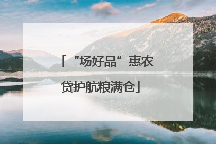 “场好品”惠农贷护航粮满仓