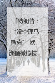 特朗普：“没空理马斯克” 欧洲抛橄榄枝