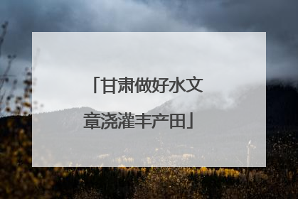 甘肃做好水文章浇灌丰产田