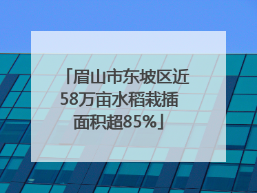 眉山市东坡区近58万亩水稻栽插面积超85%