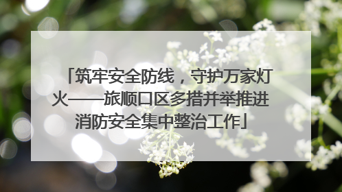 筑牢安全防线，守护万家灯火——旅顺口区多措并举推进消防安全集中整治工作