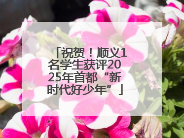祝贺！顺义1名学生获评2025年首都“新时代好少年”
