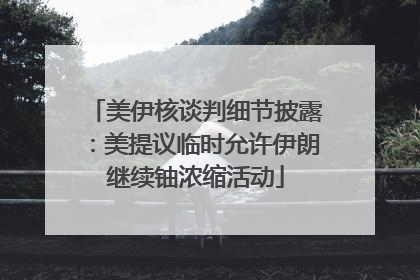 美伊核谈判细节披露：美提议临时允许伊朗继续铀浓缩活动