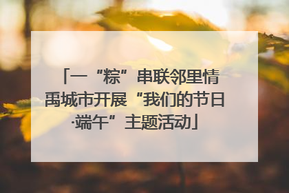 一“粽”串联邻里情 禹城市开展“我们的节日·端午”主题活动