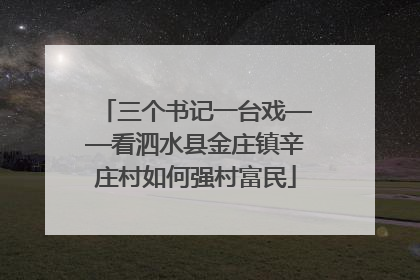 三个书记一台戏——看泗水县金庄镇辛庄村如何强村富民