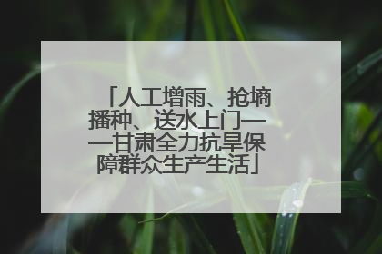 人工增雨、抢墒播种、送水上门——甘肃全力抗旱保障群众生产生活