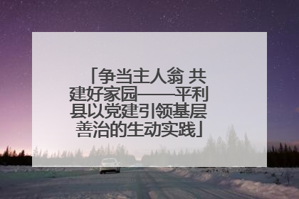 争当主人翁 共建好家园——平利县以党建引领基层善治的生动实践