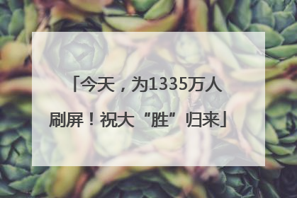 今天，为1335万人刷屏！祝大“胜”归来
