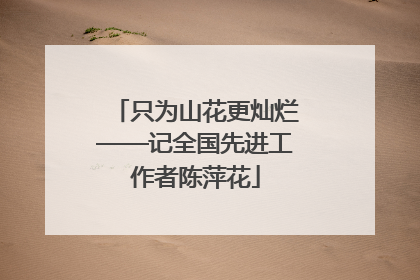 只为山花更灿烂——记全国先进工作者陈萍花