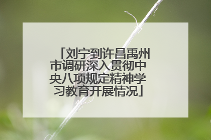 刘宁到许昌禹州市调研深入贯彻中央八项规定精神学习教育开展情况