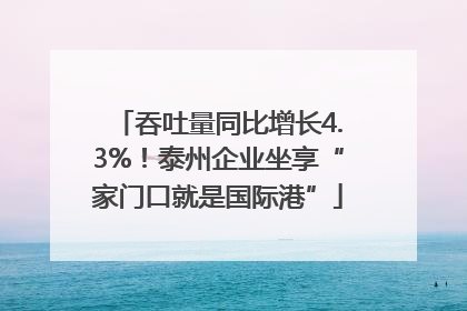 吞吐量同比增长4.3%！泰州企业坐享“家门口就是国际港”
