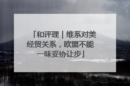 和评理｜维系对美经贸关系，欧盟不能一味妥协让步