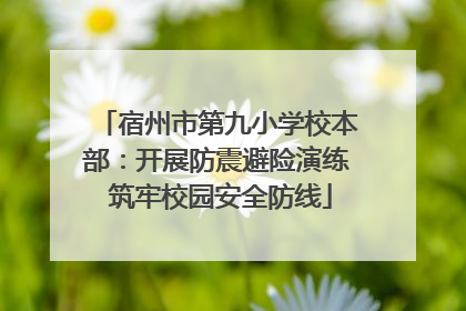 宿州市第九小学校本部：开展防震避险演练 筑牢校园安全防线