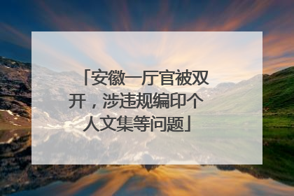 安徽一厅官被双开，涉违规编印个人文集等问题
