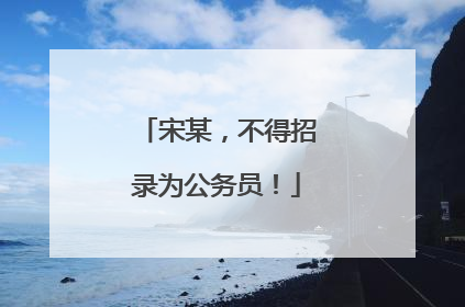 宋某，不得招录为公务员！
