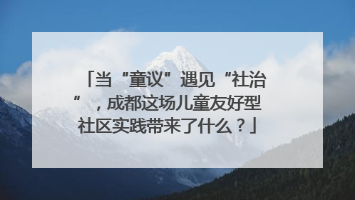 当“童议”遇见“社治”，成都这场儿童友好型社区实践带来了什么？