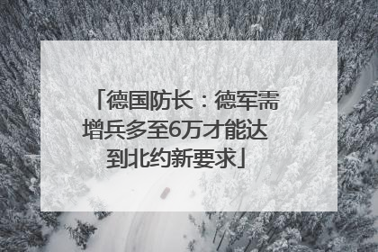 德国防长：德军需增兵多至6万才能达到北约新要求