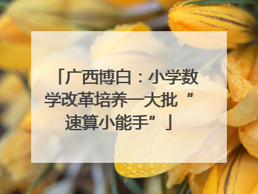 广西博白：小学数学改革培养一大批“速算小能手”