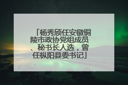 杨秀颀任安徽铜陵市政协党组成员、秘书长人选，曾任枞阳县委书记