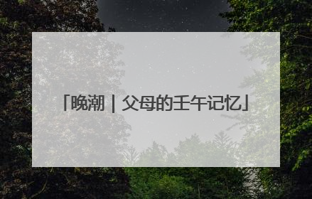 晚潮|父母的壬午记忆
