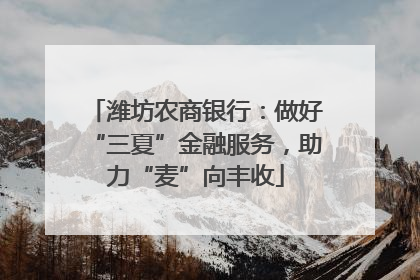 潍坊农商银行：做好“三夏”金融服务，助力“麦”向丰收