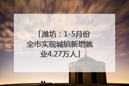 潍坊：1-5月份全市实现城镇新增就业4.27万人
