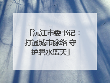 沅江市委书记：打通城市脉络 守护碧水蓝天