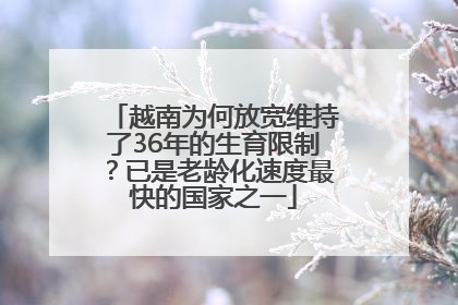 越南为何放宽维持了36年的生育限制？已是老龄化速度最快的国家之一