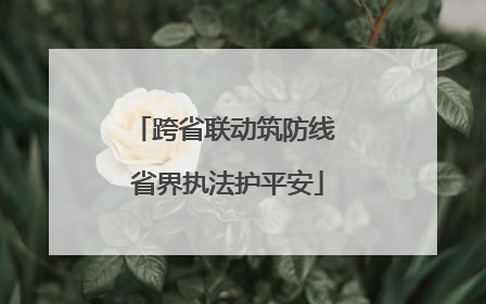 跨省联动筑防线 省界执法护平安