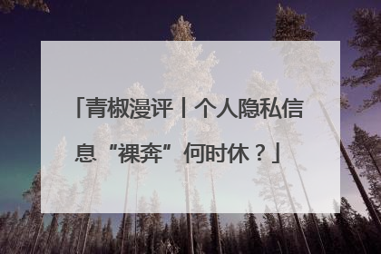 青椒漫评丨个人隐私信息“裸奔”何时休？