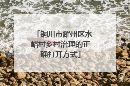铜川市耀州区水峪村乡村治理的正确打开方式