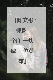 陈文彬：一棵树 一个庄 一块碑 一位英雄