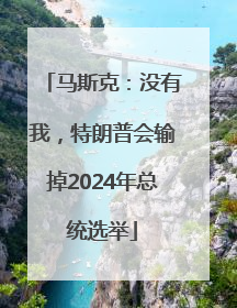 马斯克：没有我，特朗普会输掉2024年总统选举