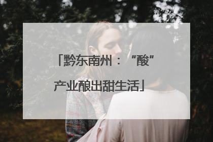 黔东南州：“酸”产业酿出甜生活