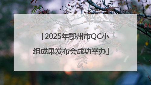 2025年鄂州市QC小组成果发布会成功举办